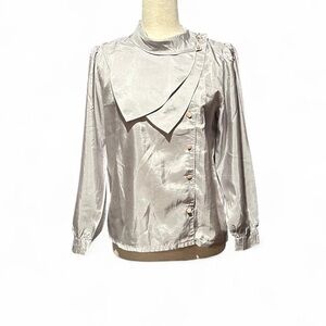 Vintage Silver Button-Down Blouse